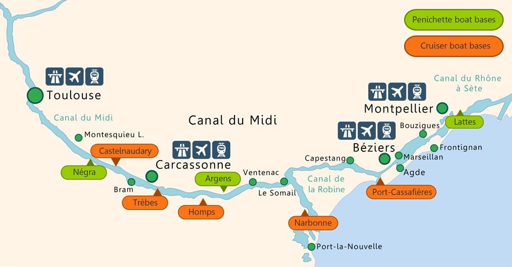 kort af Toulouse bátnum