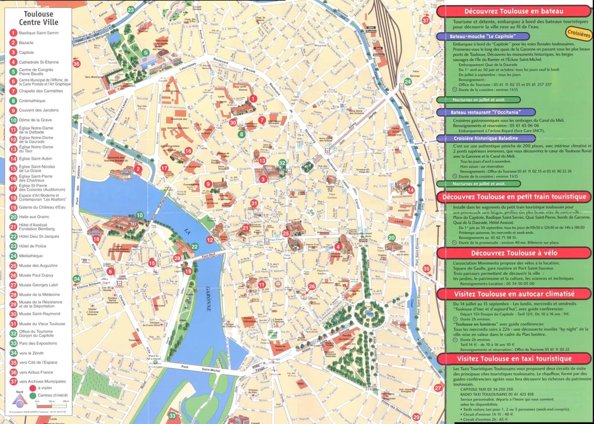Toulouse aðdráttarafl kort