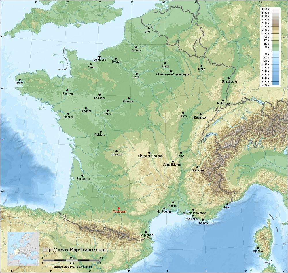 geographic kort af Toulouse