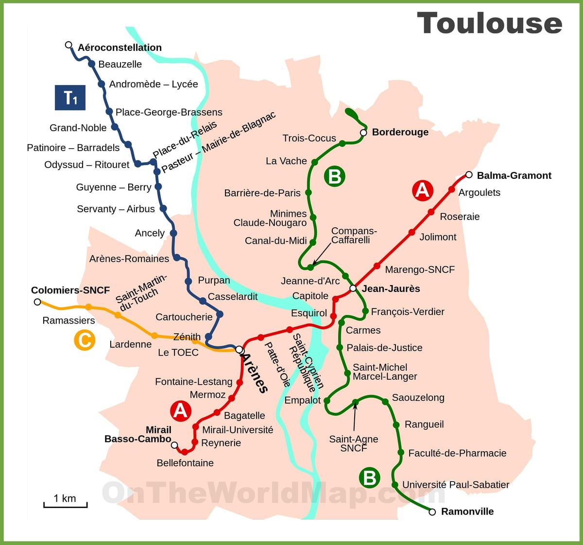 Toulouse neðanjarðar kort