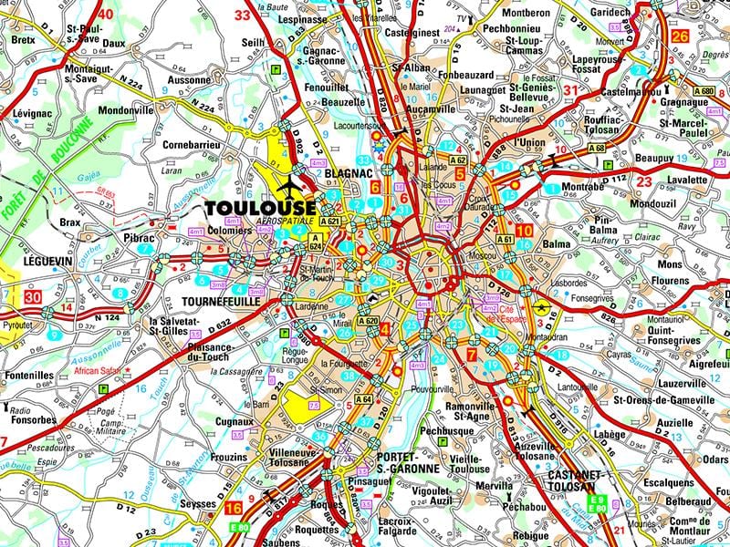 kort af veginum Toulouse